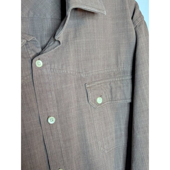 Born Men's Brown Button Cotton Bamboo Handcrafted Long Sleeve Shirt SZ XL - Picture 5 of 9